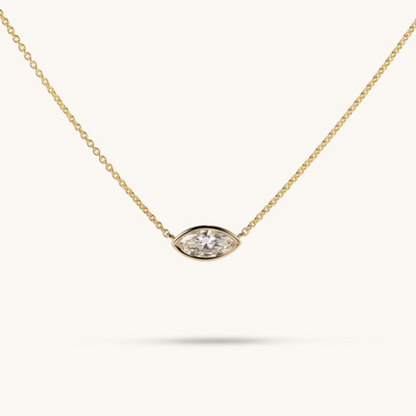 East-West Lab Diamond Solitaire Bezel Pendant - Happy Jewelers Fine Jewelry Lifetime Warranty