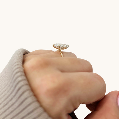 Marquise Lab Diamond Solitaire Engagement Ring with Hidden Halo - Happy Jewelers Fine Jewelry Lifetime Warranty