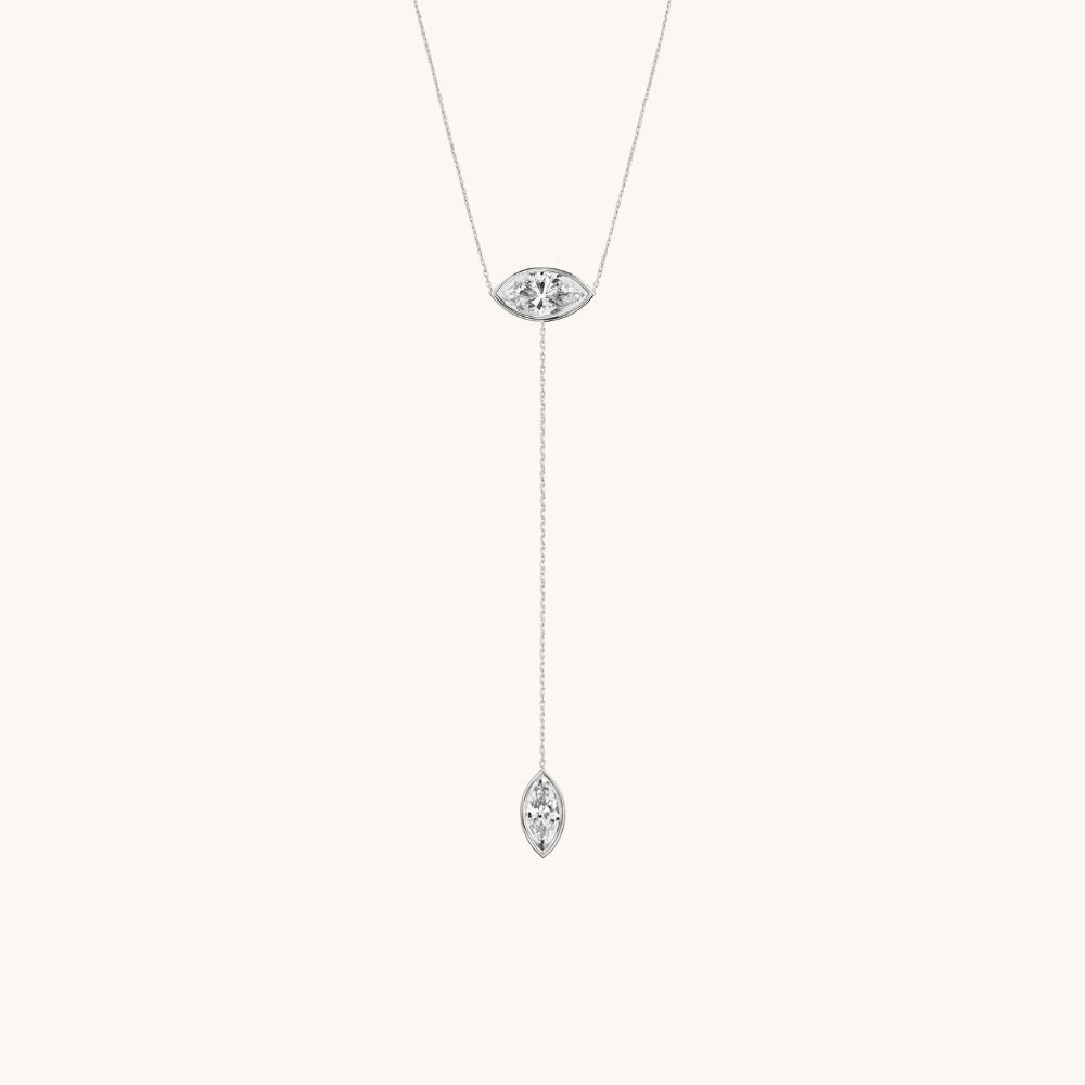 The Double Marquise Lab Diamond Lariat Necklace - Happy Jewelers Fine Jewelry Lifetime Warranty