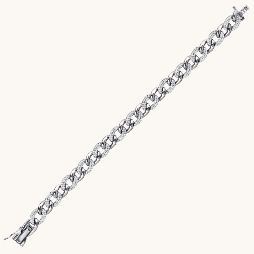 Men's Alternating Diamond Cuban Chain Bracelet - Happy Jewelers Fine Jewelry Lifetime Warranty