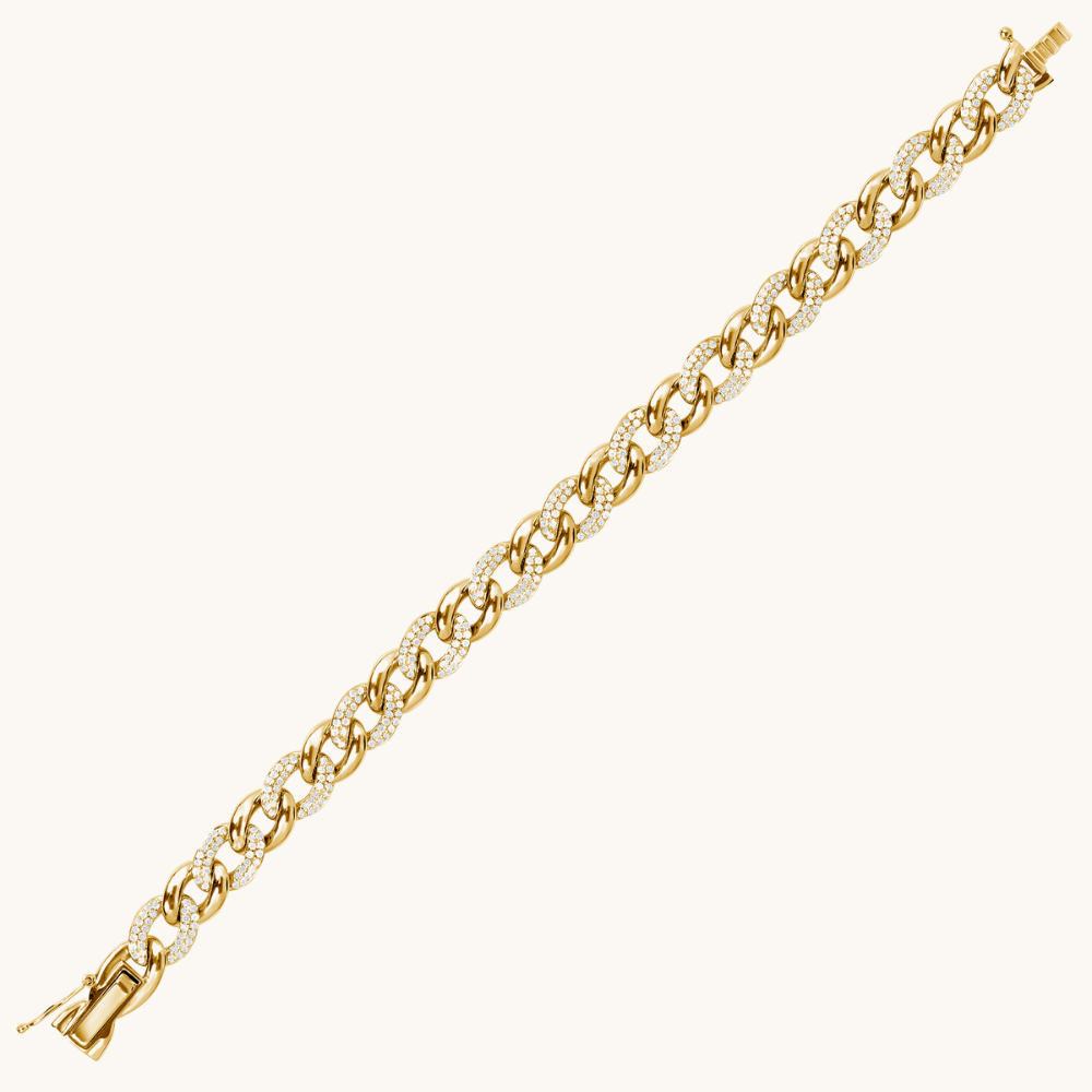 Men's Alternating Diamond Cuban Chain Bracelet