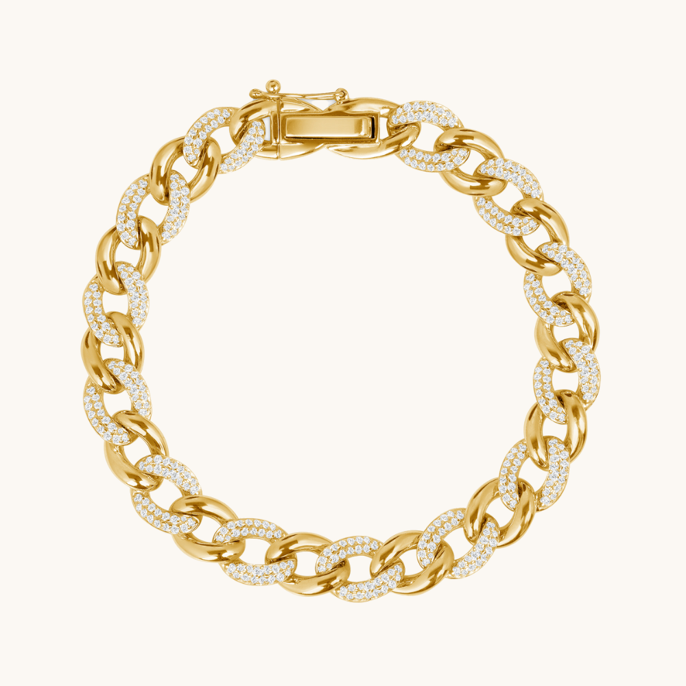 Men's Alternating Diamond Cuban Chain Bracelet