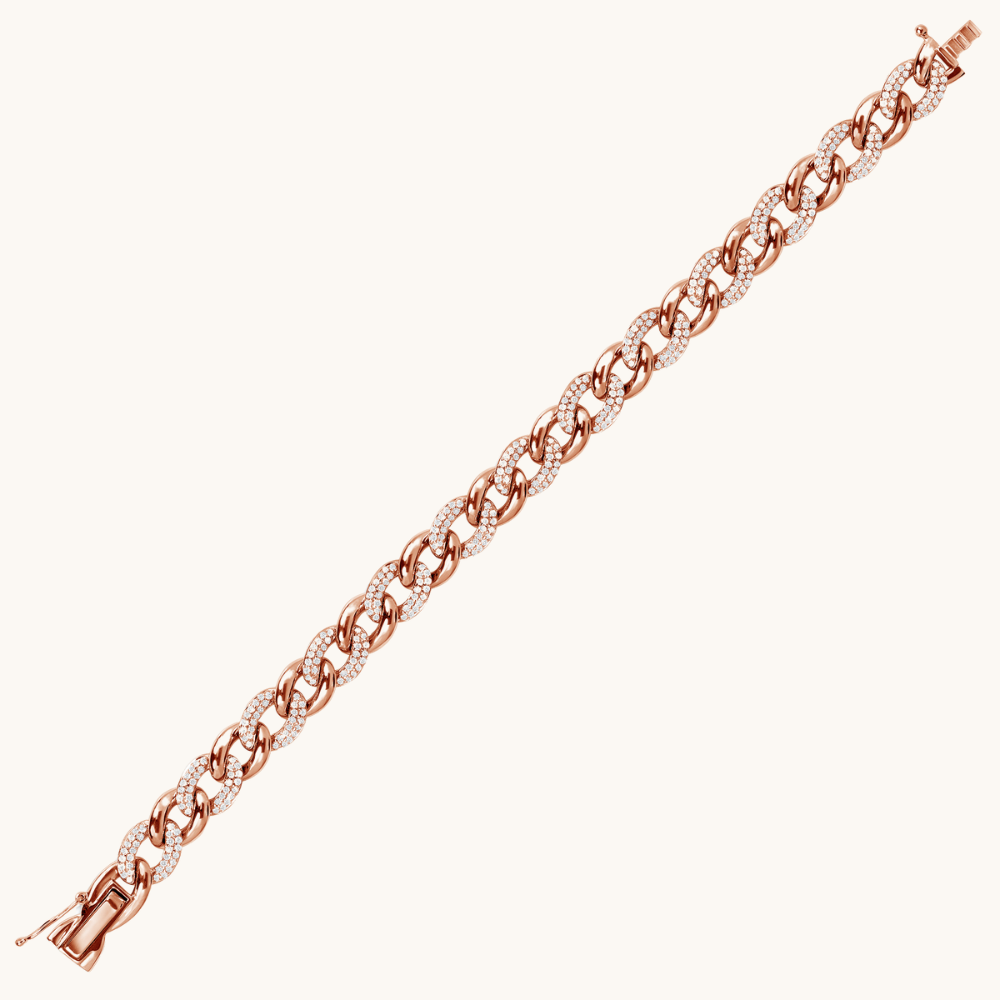 Men's Alternating Diamond Cuban Chain Bracelet