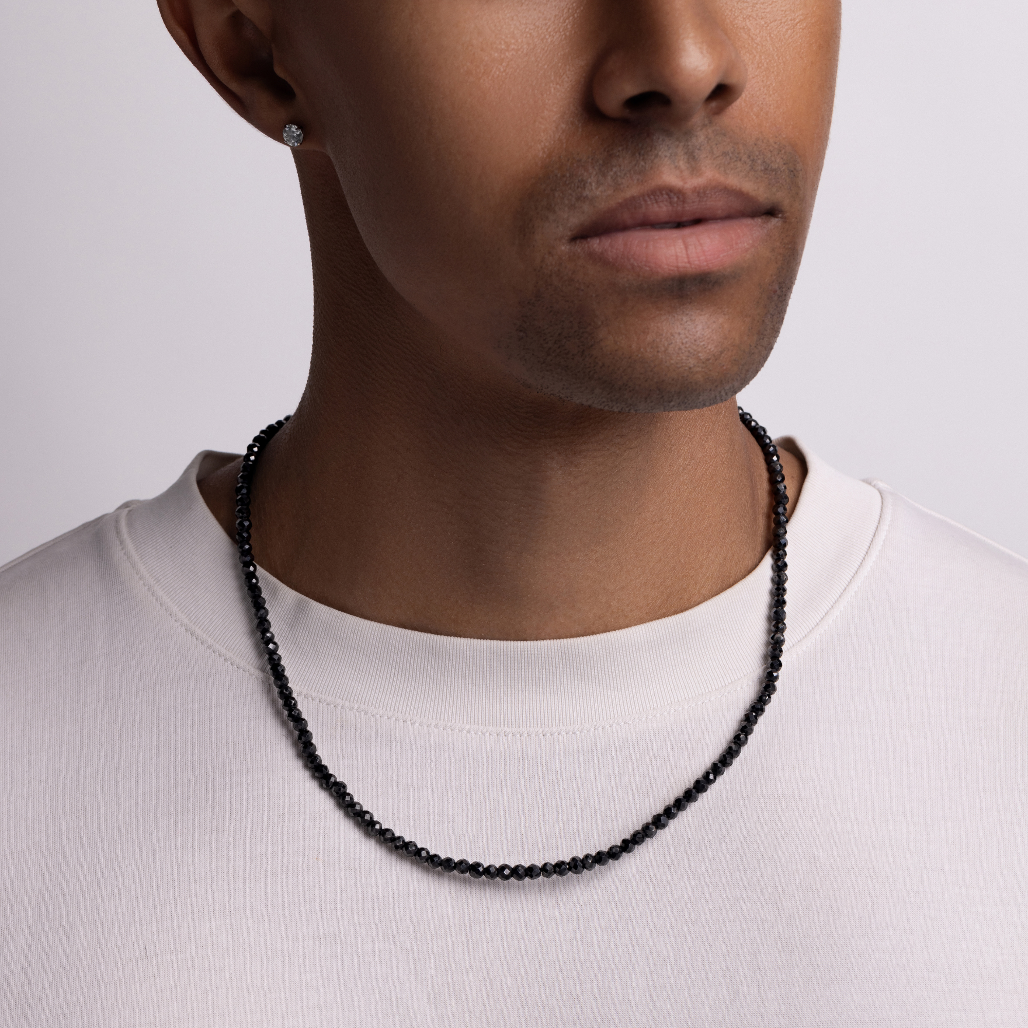 Men's Diamond Cut Black Spinel Necklace - Happy Jewelers Fine Jewelry Lifetime Warranty