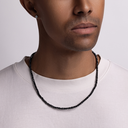 Men's Diamond Cut Black Spinel Necklace - Happy Jewelers Fine Jewelry Lifetime Warranty