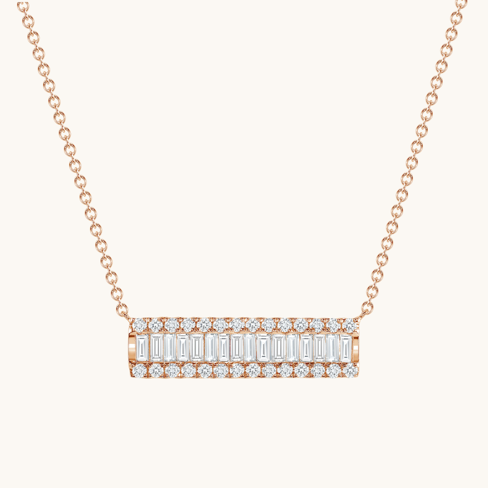 Mini Diamond Baguette Bar Necklace