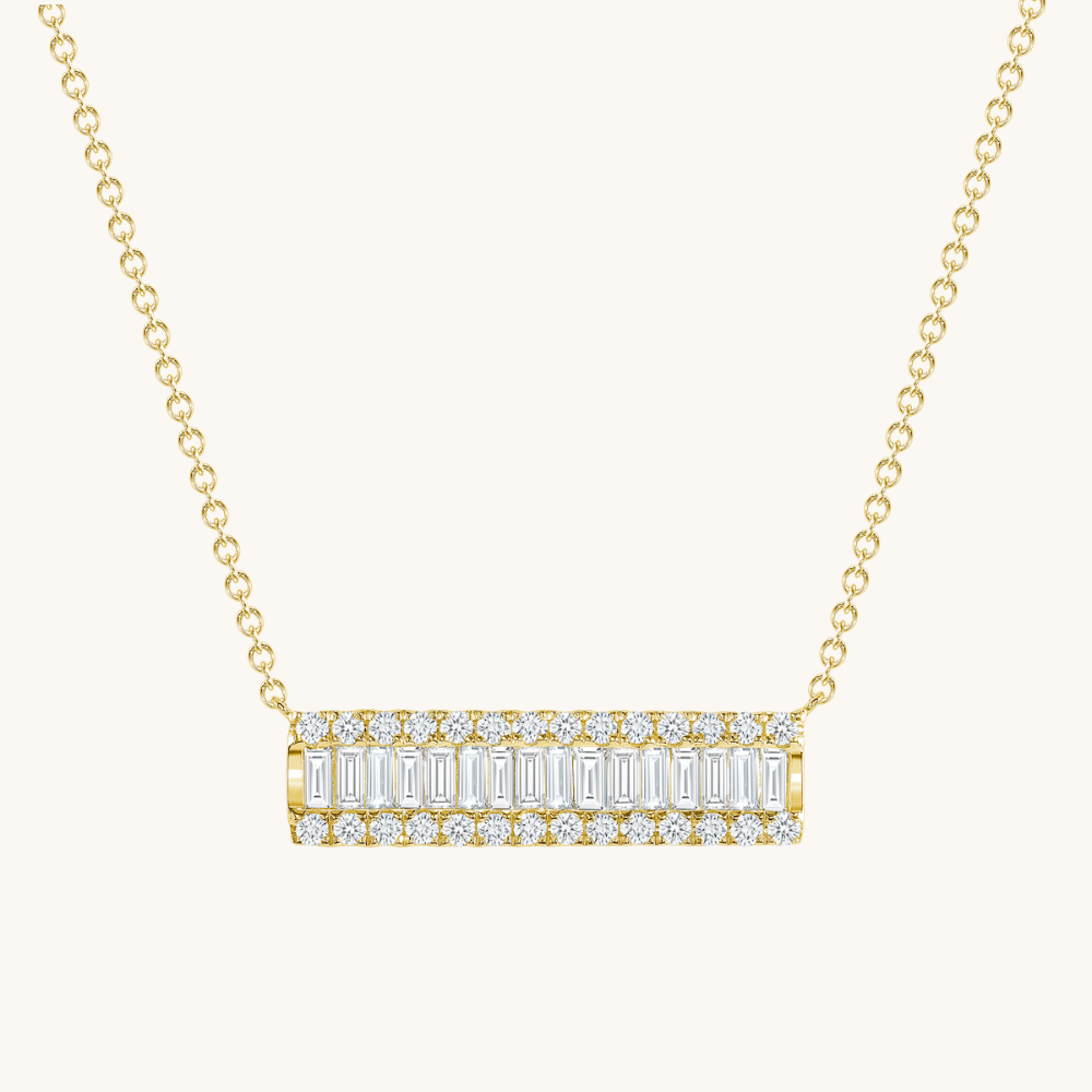 Mini Diamond Baguette Bar Necklace