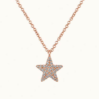 Mini Pave Diamond Star Necklace