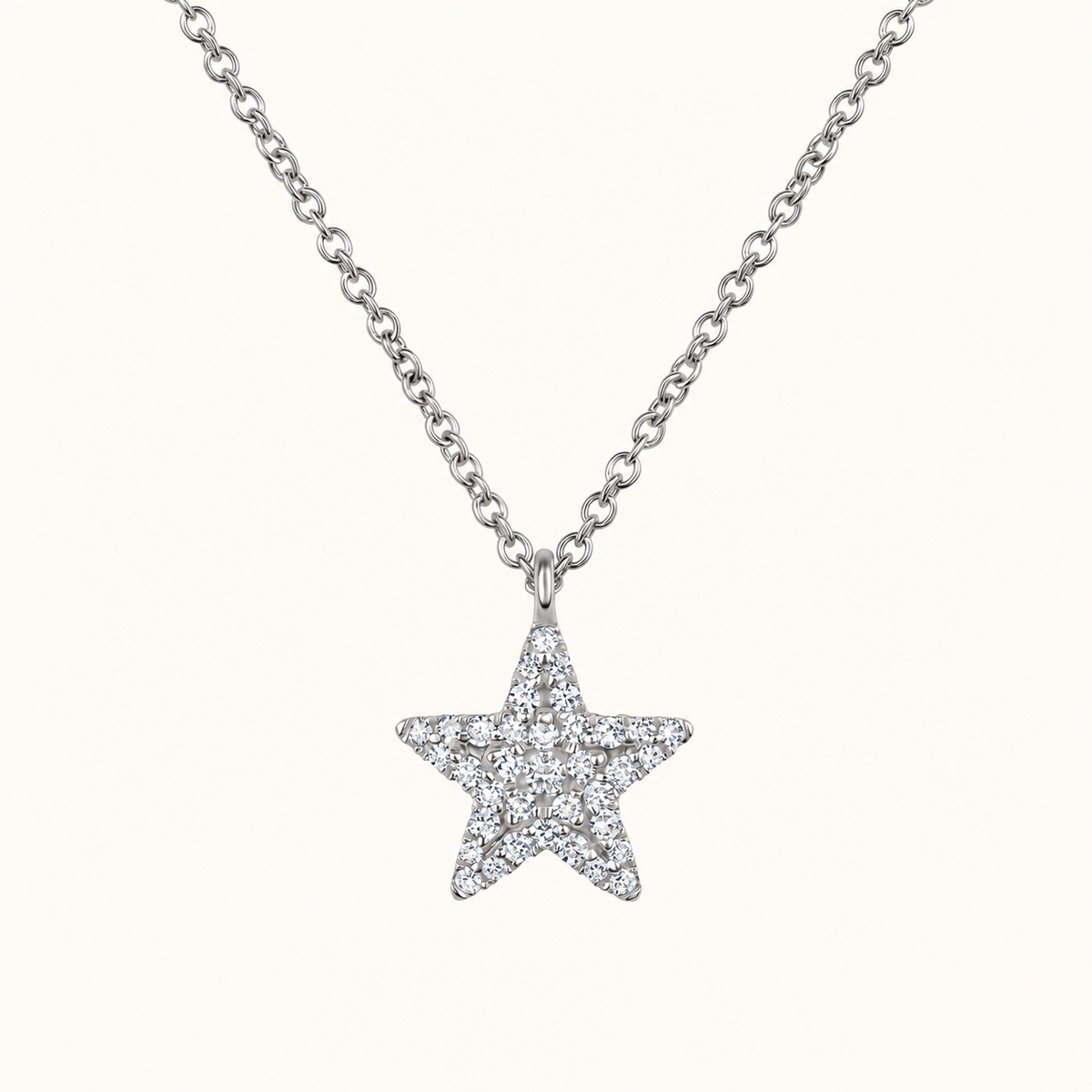 Mini Pave Diamond Star Necklace