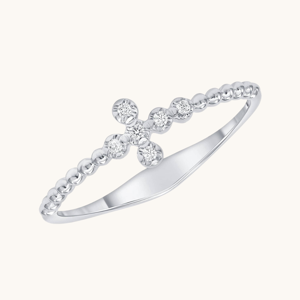 Mini Diamond Bubble Cross Ring - Happy Jewelers Fine Jewelry Lifetime Warranty