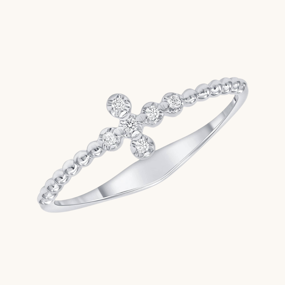 Mini Diamond Bubble Cross Ring