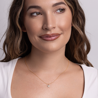Mini Pave Diamond Star Necklace - Happy Jewelers Fine Jewelry Lifetime Warranty
