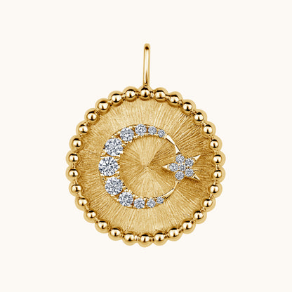 Moon and Star Diamond Coin Pendant - Happy Jewelers Fine Jewelry Lifetime Warranty