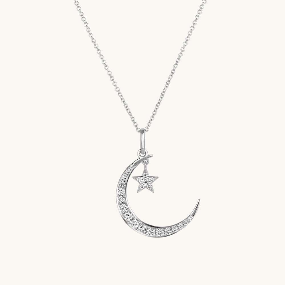 Diamond Moon and Star Necklace - Happy Jewelers Fine Jewelry Lifetime Warranty