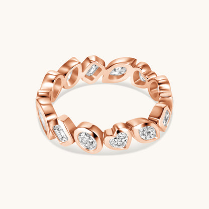 Rose Gold Multi-Diamond Bezel Eternity Band