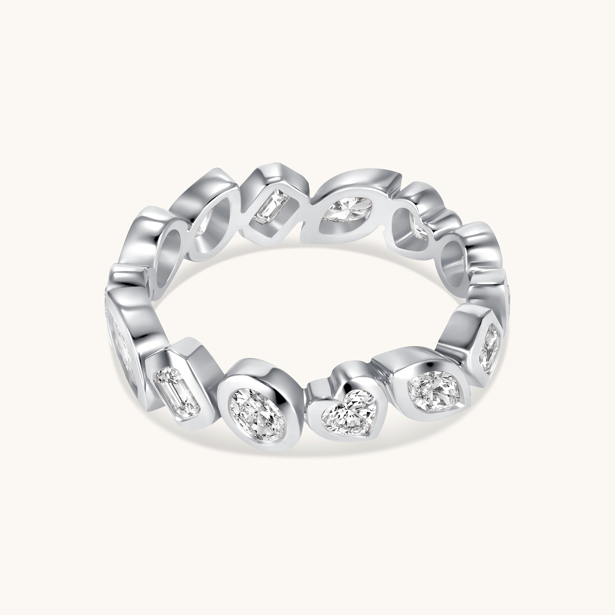 White Gold Multi-Diamond Bezel Eternity Band