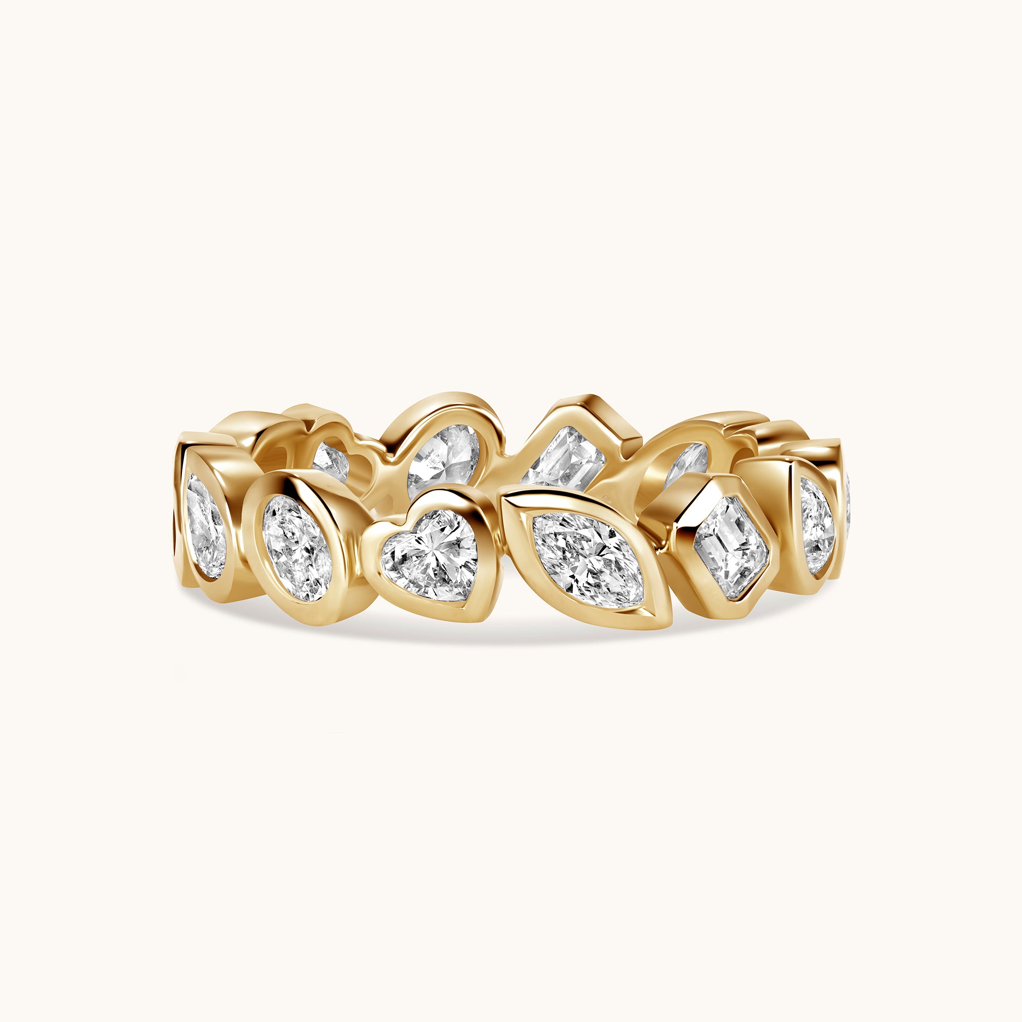Yellow Gold Multi-Diamond Bezel Eternity Band