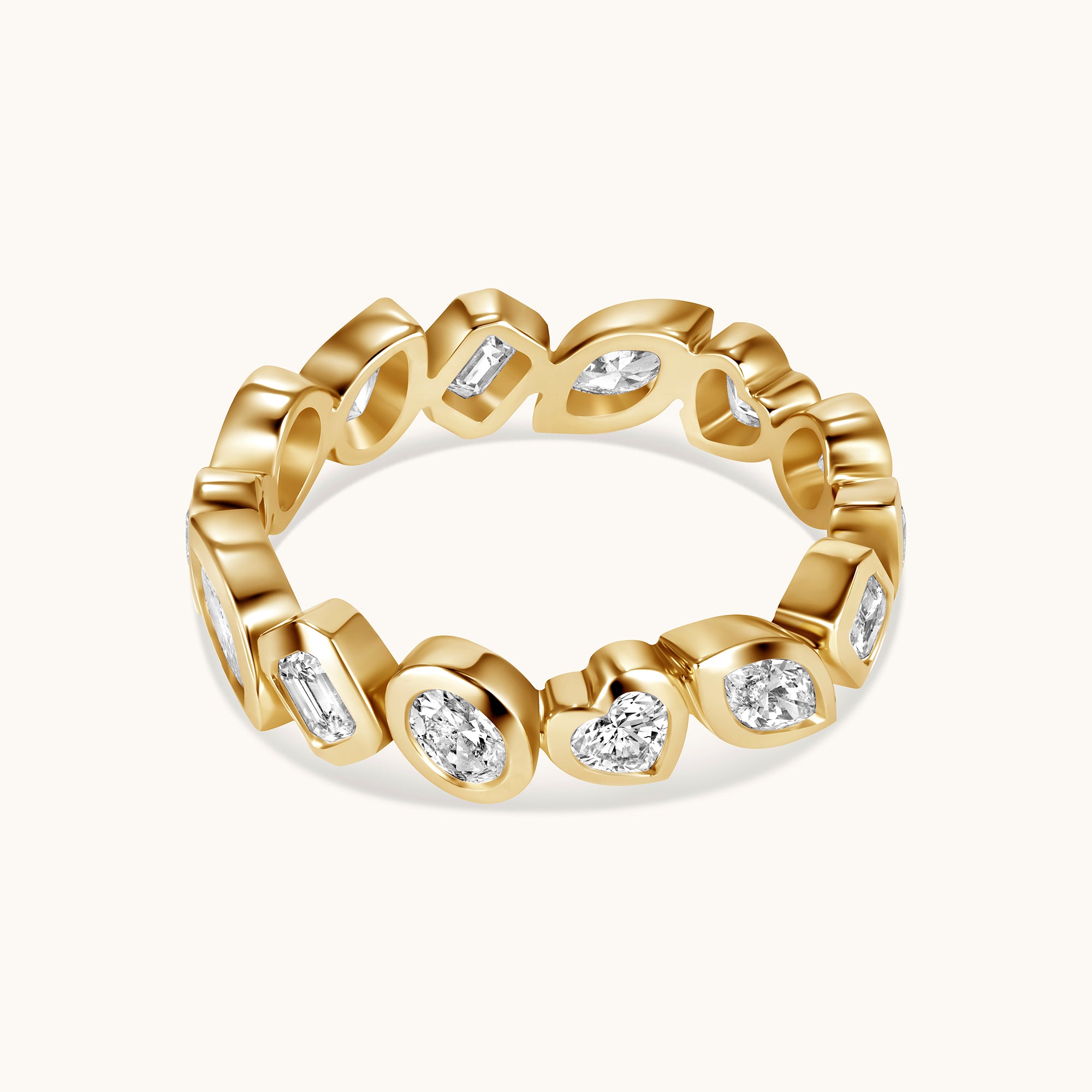 Yellow Gold Multi-Diamond Bezel Eternity Band
