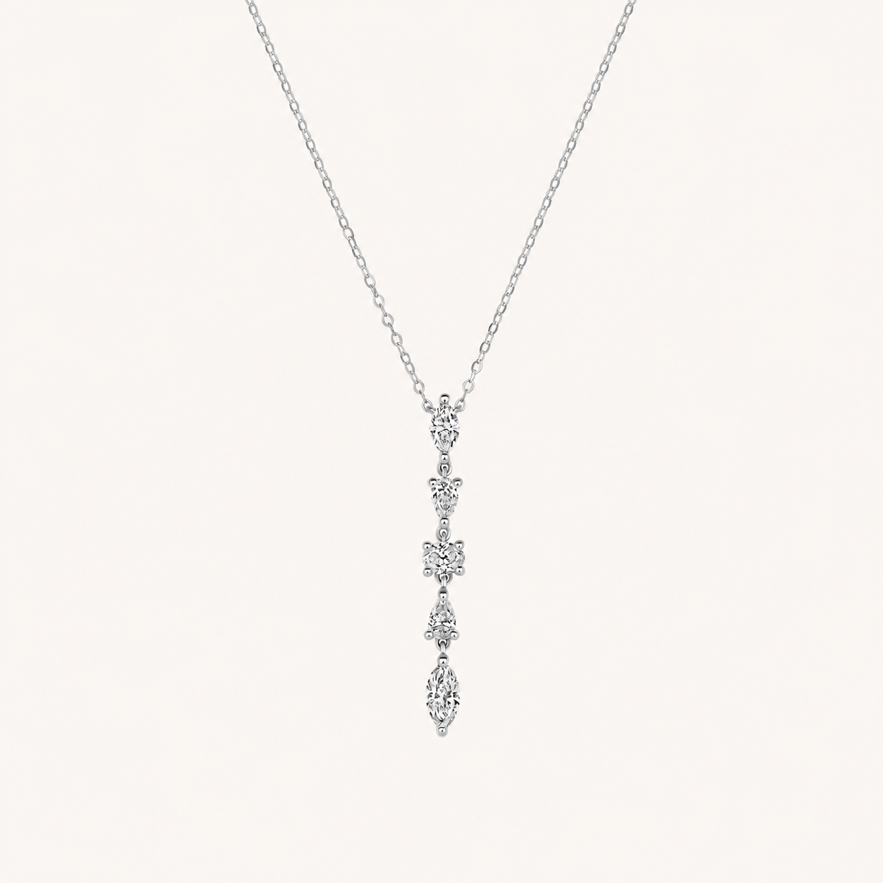White Gold Multi-Diamond Dangling Necklace