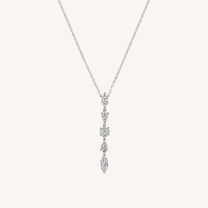 White Gold Multi-Diamond Dangling Necklace