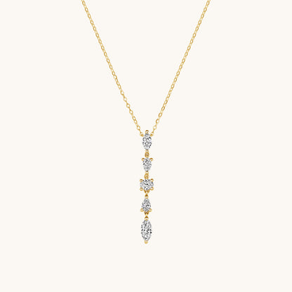Yellow Gold Multi-Diamond Dangling Necklace