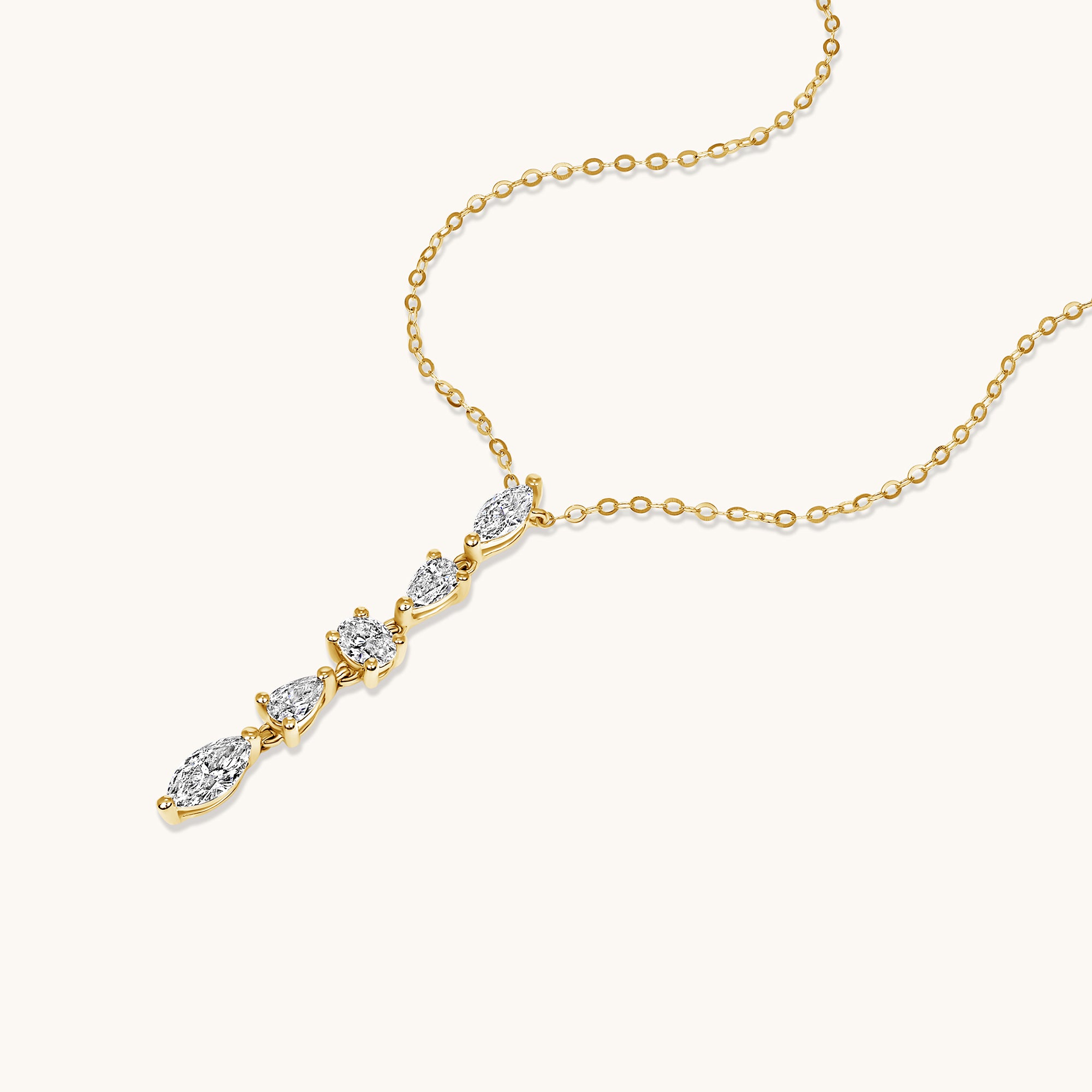 Yellow Gold Multi-Diamond Dangling Necklace