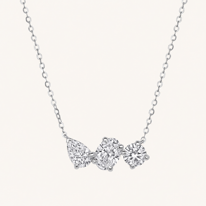 White Gold Multi-Diamond Trio Necklace