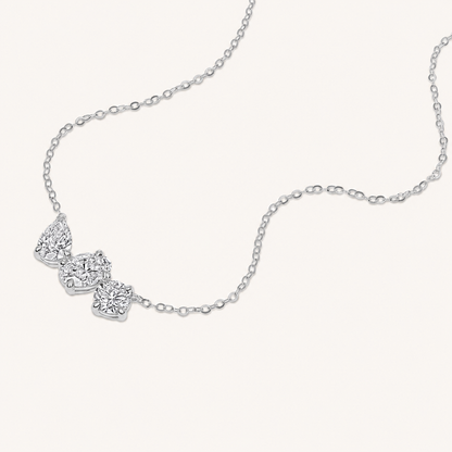 White Gold Multi-Diamond Trio Necklace