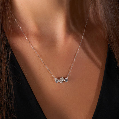 White Gold Multi-Diamond Trio Necklace On Figure