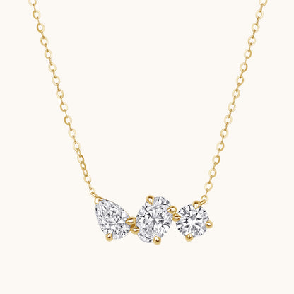 Yellow Gold Multi-Diamond Trio Necklace
