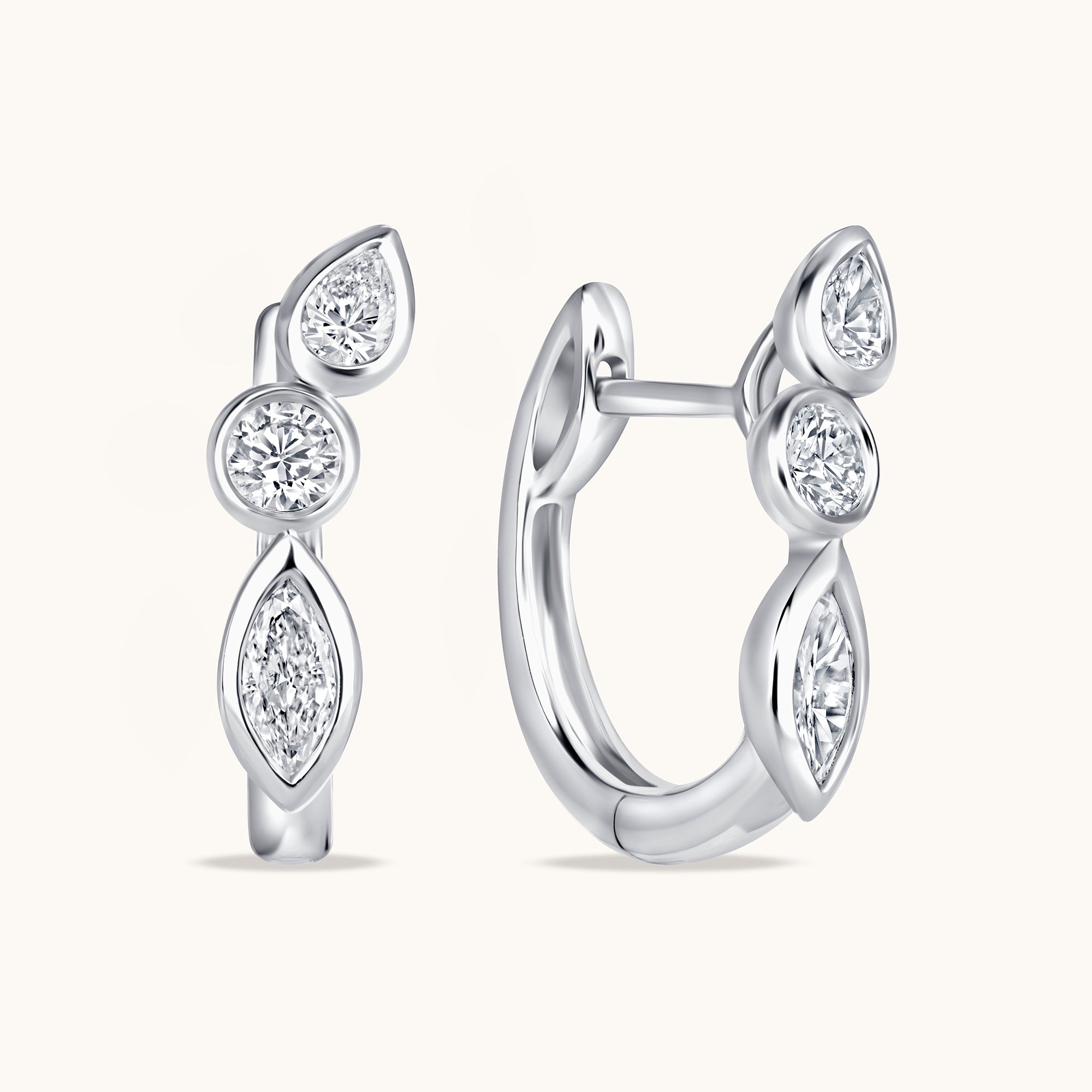 Multi Lab Diamond Bezel Huggie - Happy Jewelers Fine Jewelry Lifetime Warranty