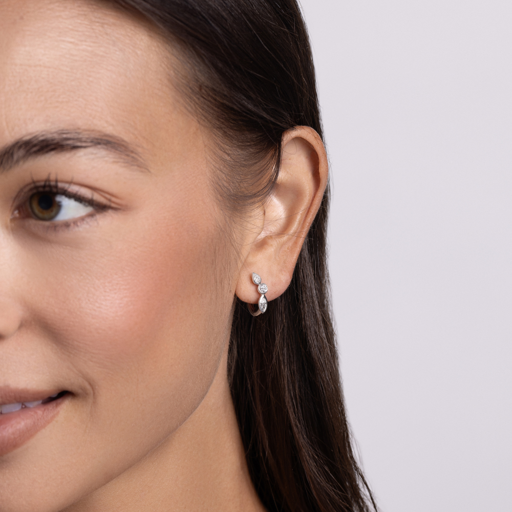 Multi Lab Diamond Bezel Huggie - Happy Jewelers Fine Jewelry Lifetime Warranty