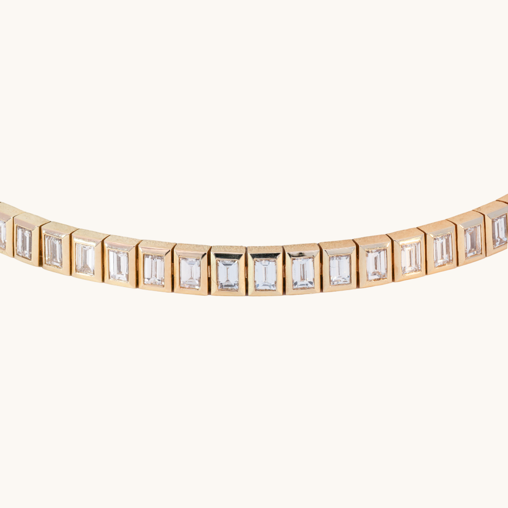 Bezel Set Baguette Lab Diamond Tennis Bracelet