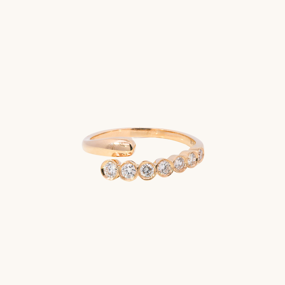 Round Diamond Bezel Cocktail Wrap Ring