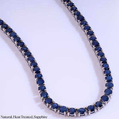 Blue Sapphire Tennis Necklace