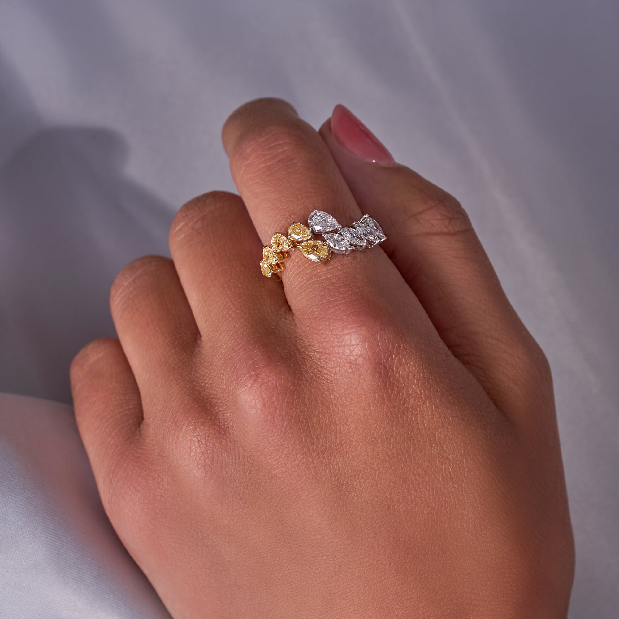 Slanted Multi-Shape Open Cocktail Ring