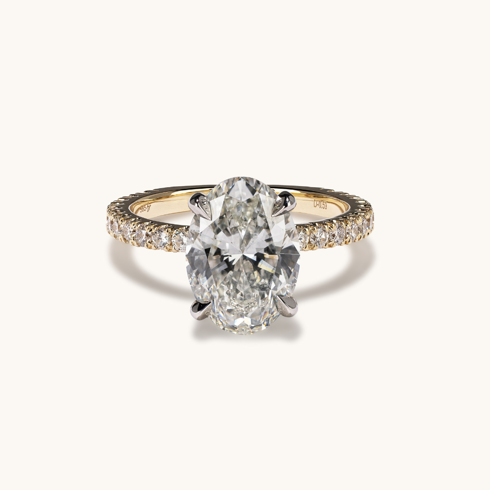 Oval Lab Diamond Engagement Ring with Signature Setting