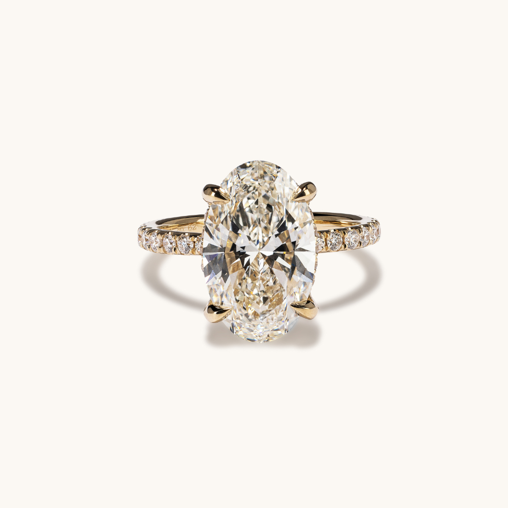 Oval Lab Diamond Engagement Ring with Signature Setting