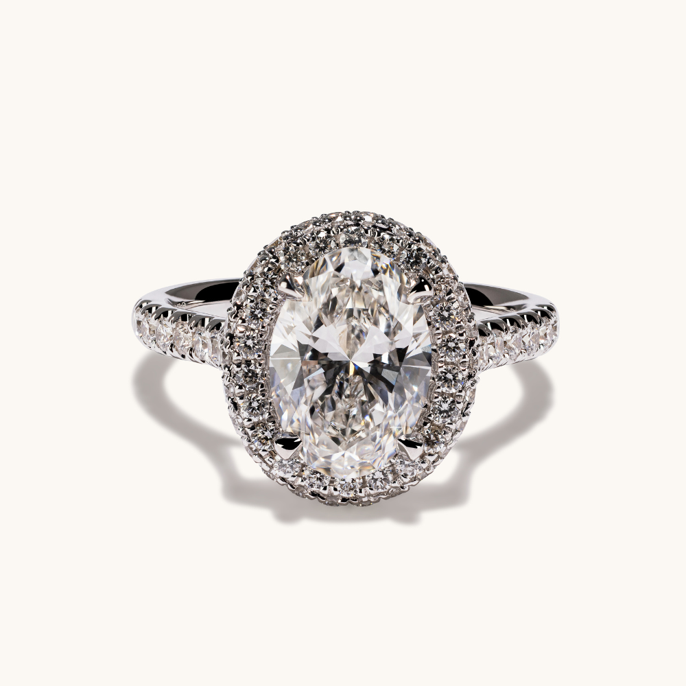 2.07 Oval Lab Diamond Engagement Ring with 2D Halo