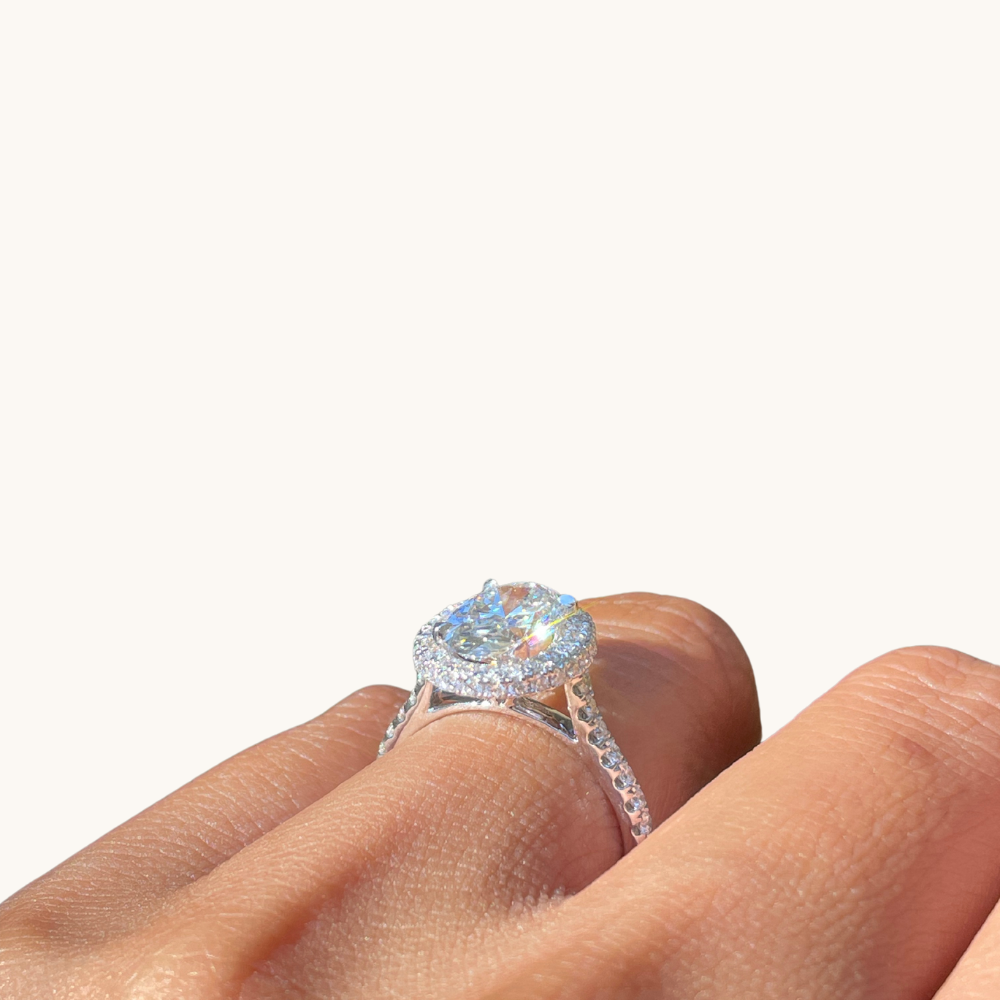 2.07 Oval Lab Diamond Engagement Ring with 2D Halo