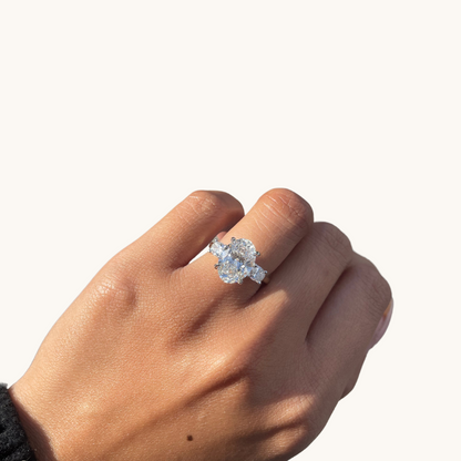 4.13 Oval Lab Diamond 3-Stone Engagement Ring - Happy Jewelers Fine Jewelry Lifetime Warranty