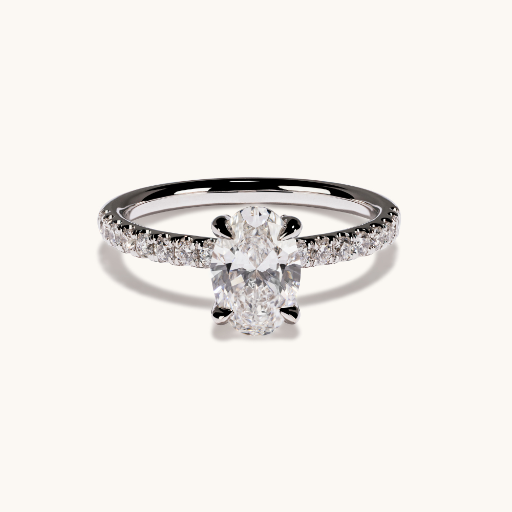 1.03 Oval Lab Diamond Engagement Ring with Hidden Halo - Happy Jewelers Fine Jewelry Lifetime Warranty