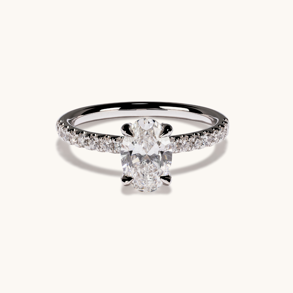 1.03 Oval Lab Diamond Engagement Ring with Hidden Halo