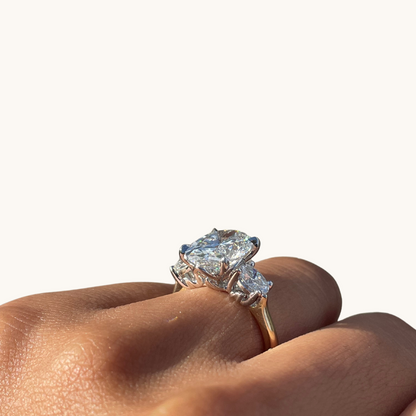 4.13 Oval Lab Diamond 3-Stone Engagement Ring - Happy Jewelers Fine Jewelry Lifetime Warranty