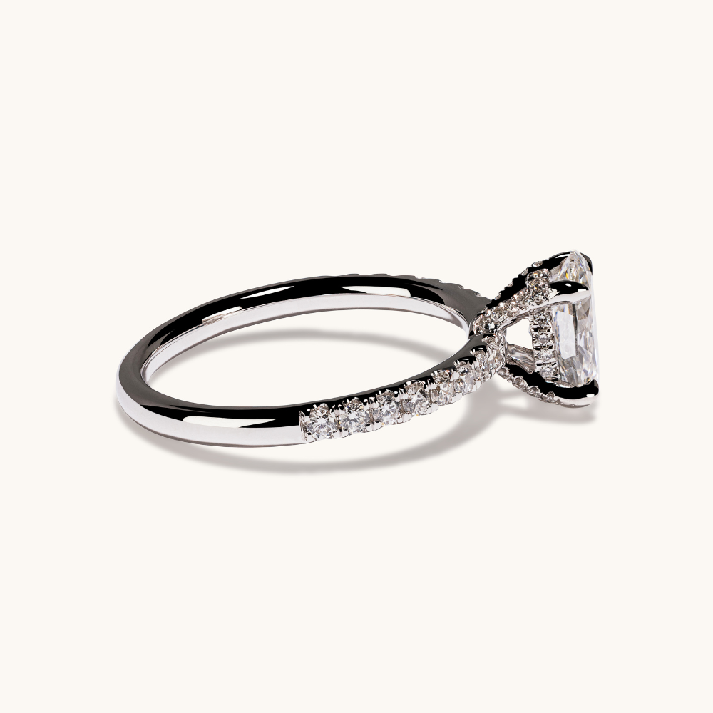 1.03 Oval Lab Diamond Engagement Ring with Hidden Halo