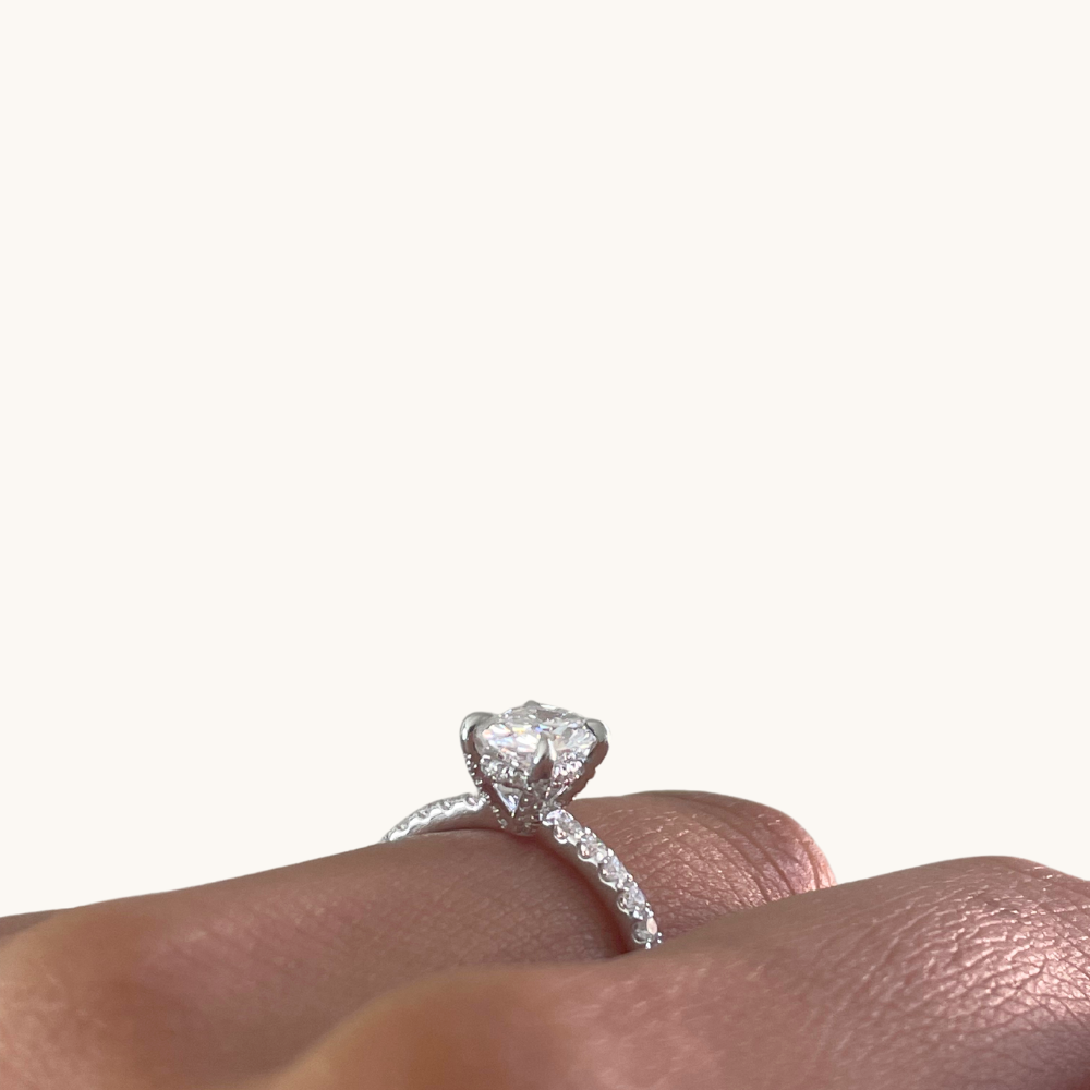 1.03 Oval Lab Diamond Engagement Ring with Hidden Halo - Happy Jewelers Fine Jewelry Lifetime Warranty