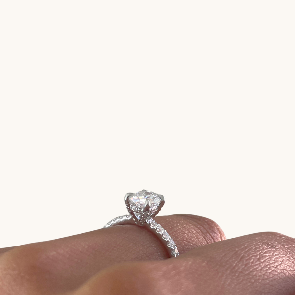 1.03 Oval Lab Diamond Engagement Ring with Hidden Halo