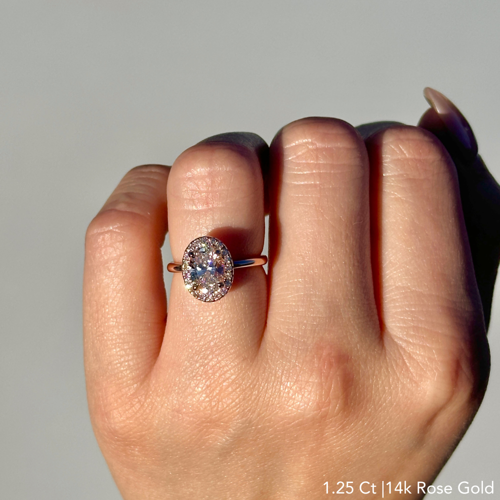 Oval Lab Diamond Engagement Ring with Halo