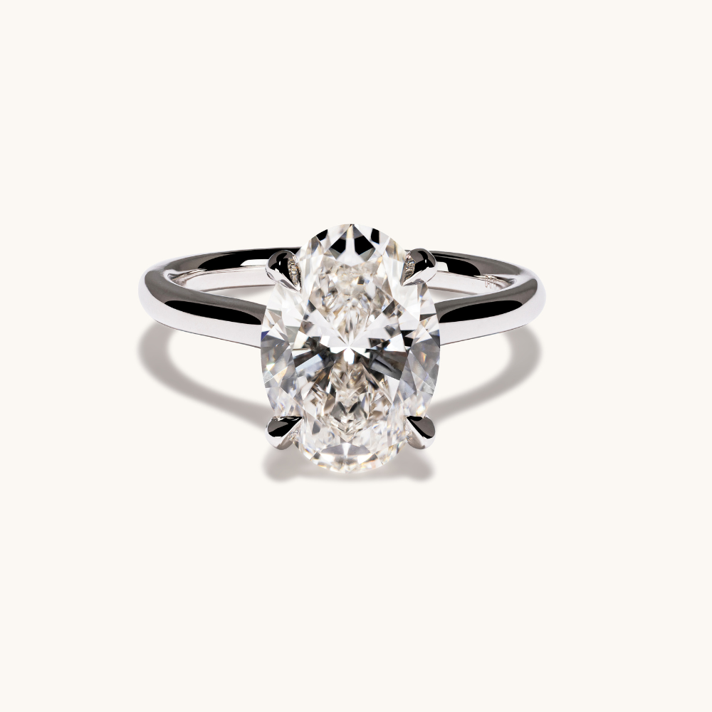 3.08 Oval Lab Diamond Engagement Ring with Hidden Halo