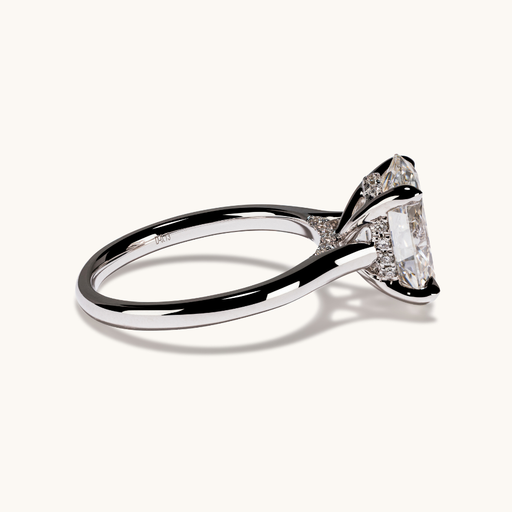 3.08 Oval Lab Diamond Engagement Ring with Hidden Halo